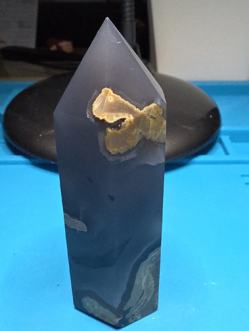 This crystal point is a Volcano Agate Tower, With Studding Veining